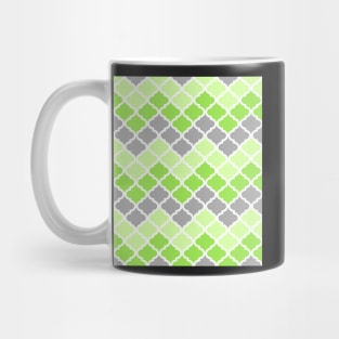 Quatrefoil Chevron Lime Green Dark Grey Pattern Mug